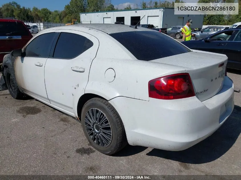 2012 Dodge Avenger Se VIN: 1C3CDZAB6CN286180 Lot: 40460111