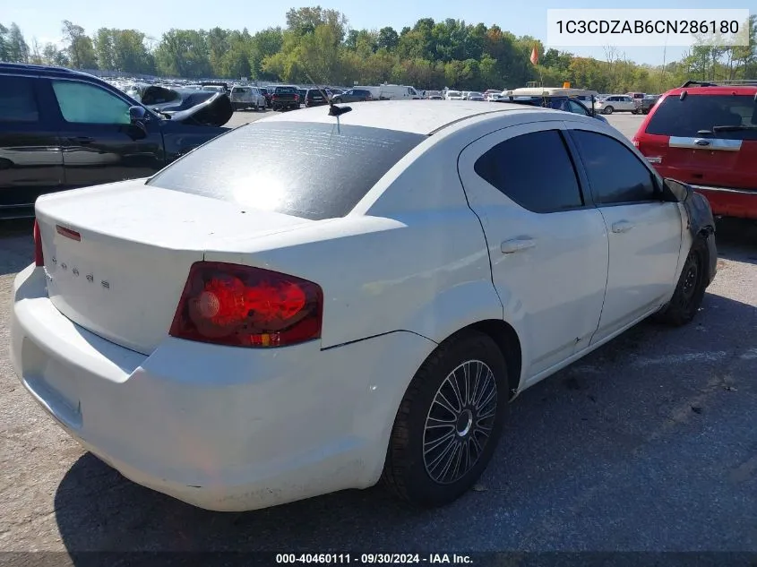 2012 Dodge Avenger Se VIN: 1C3CDZAB6CN286180 Lot: 40460111