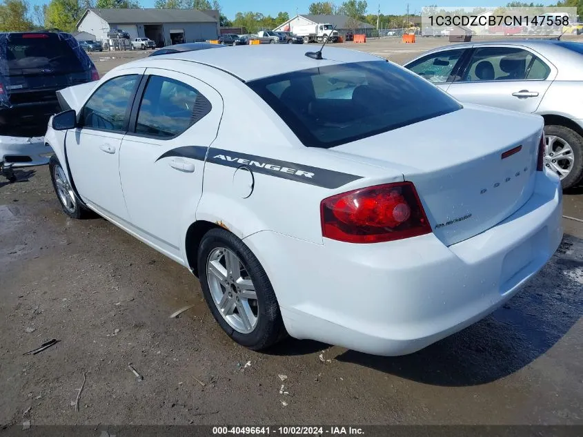 2012 Dodge Avenger Sxt VIN: 1C3CDZCB7CN147558 Lot: 40496641