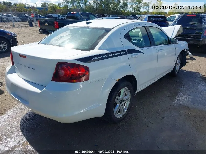 2012 Dodge Avenger Sxt VIN: 1C3CDZCB7CN147558 Lot: 40496641