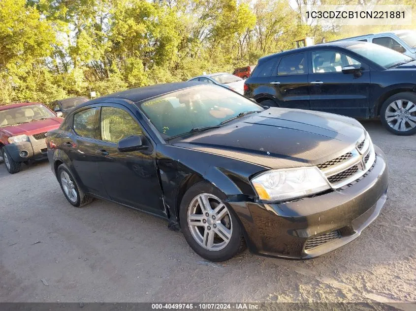 2012 Dodge Avenger Sxt VIN: 1C3CDZCB1CN221881 Lot: 40499745