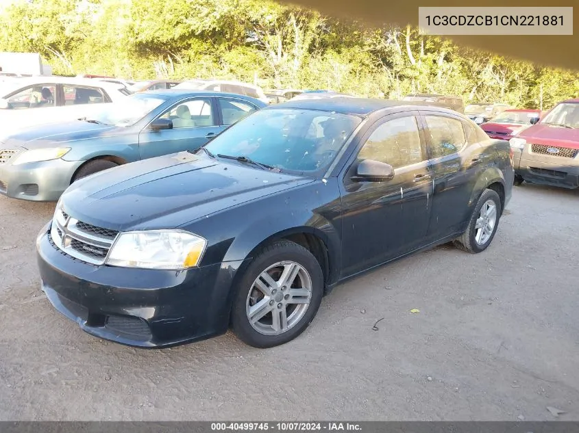 2012 Dodge Avenger Sxt VIN: 1C3CDZCB1CN221881 Lot: 40499745