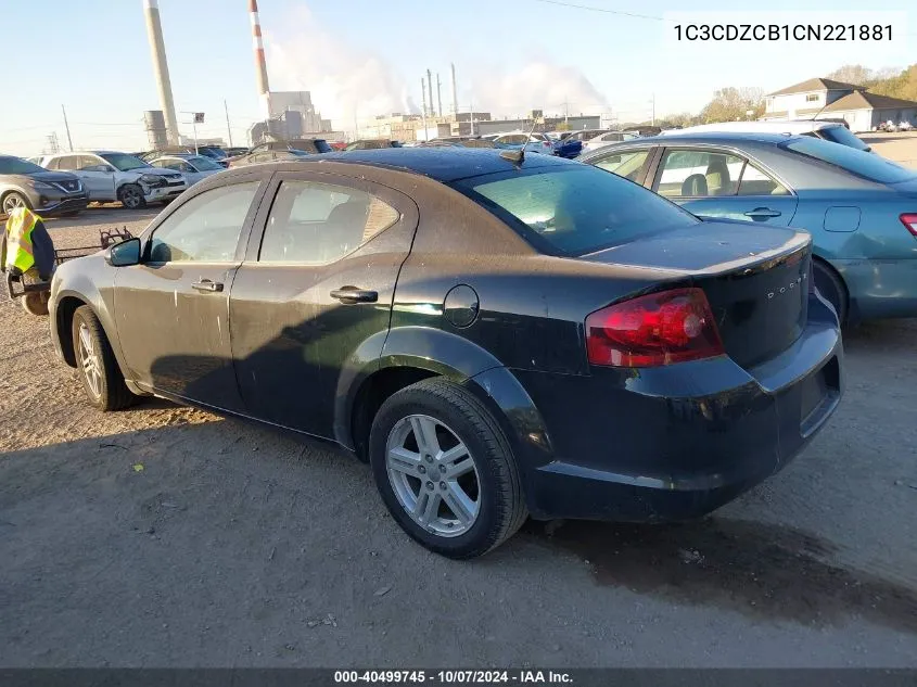 2012 Dodge Avenger Sxt VIN: 1C3CDZCB1CN221881 Lot: 40499745