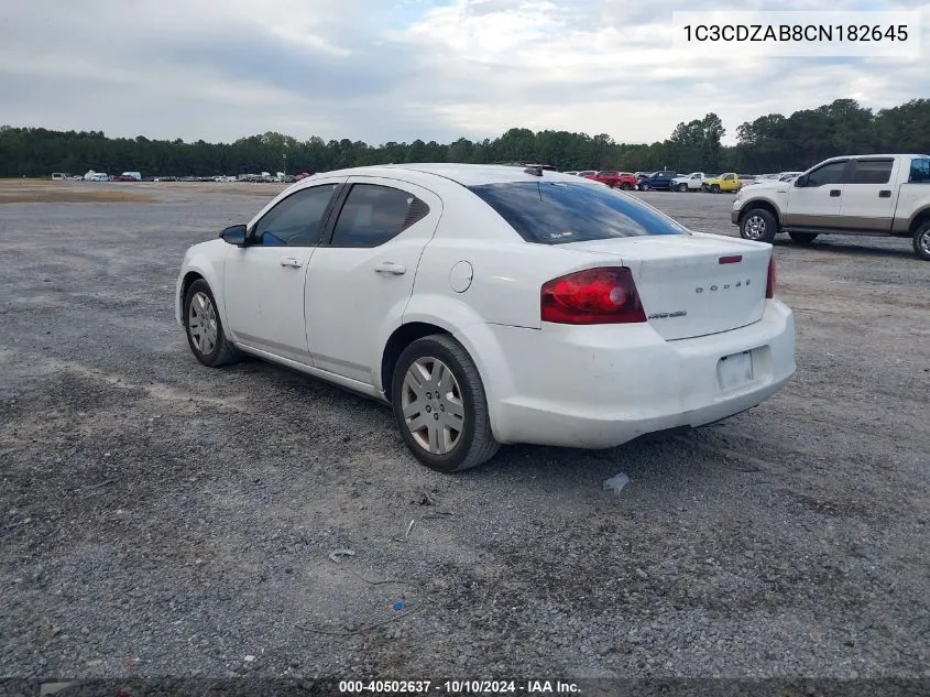 2012 Dodge Avenger Se VIN: 1C3CDZAB8CN182645 Lot: 40502637