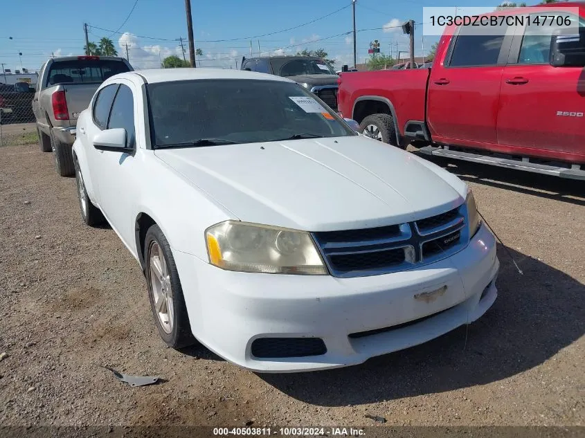 2012 Dodge Avenger Sxt VIN: 1C3CDZCB7CN147706 Lot: 40503811