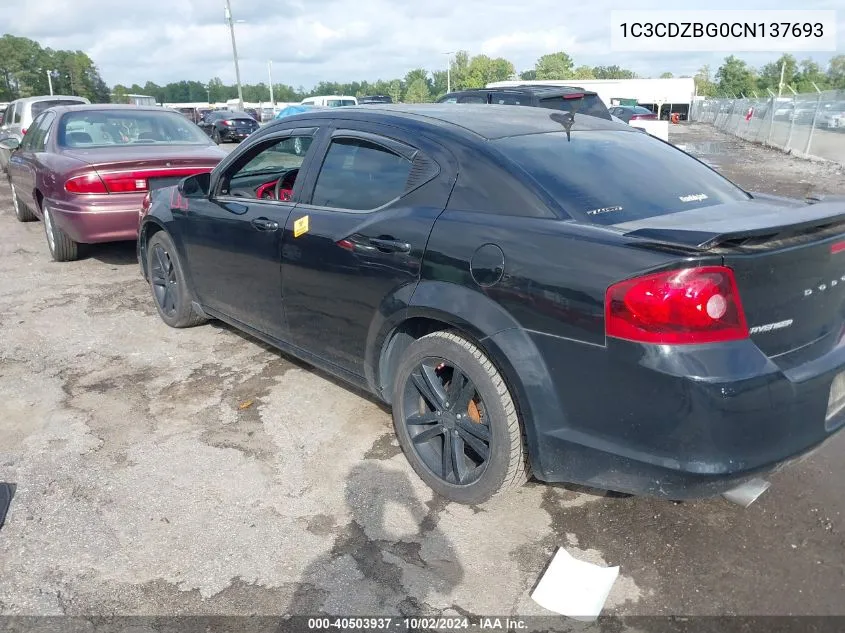 2012 Dodge Avenger R/T VIN: 1C3CDZBG0CN137693 Lot: 40503937