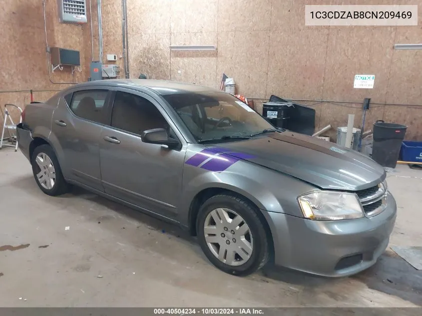 2012 Dodge Avenger Se VIN: 1C3CDZAB8CN209469 Lot: 40504234