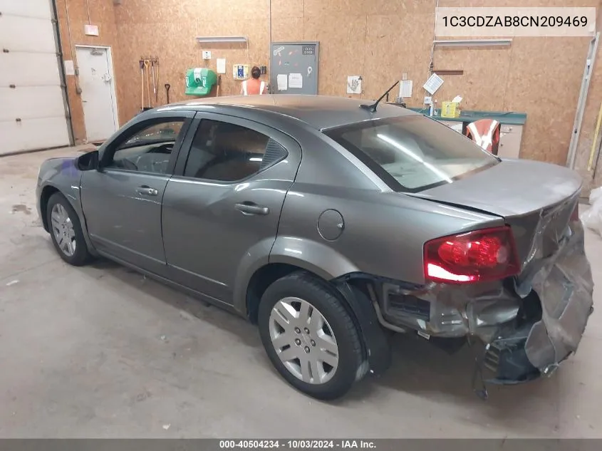 2012 Dodge Avenger Se VIN: 1C3CDZAB8CN209469 Lot: 40504234