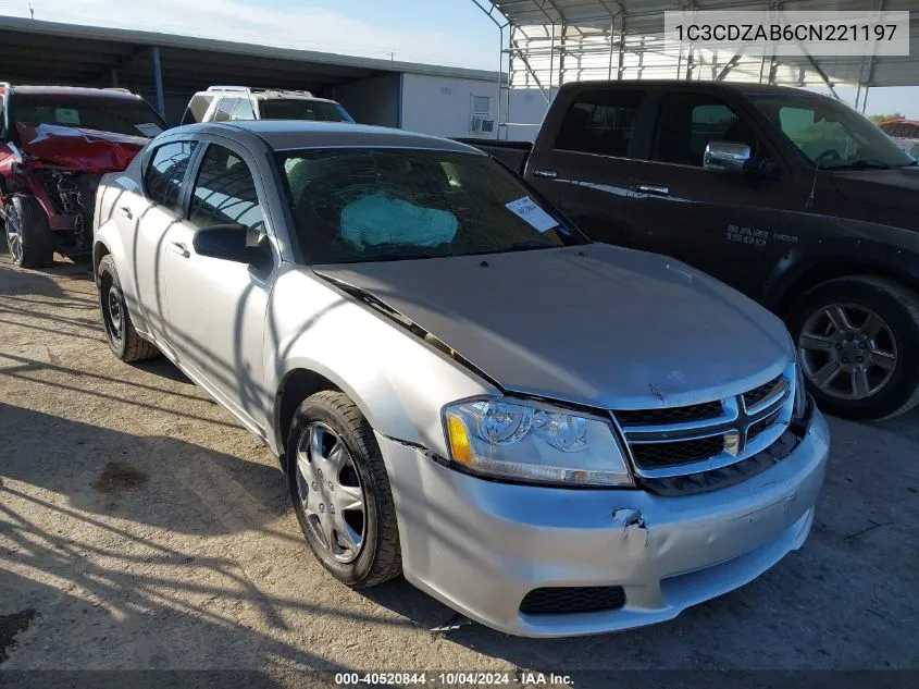 2012 Dodge Avenger Se VIN: 1C3CDZAB6CN221197 Lot: 40520844