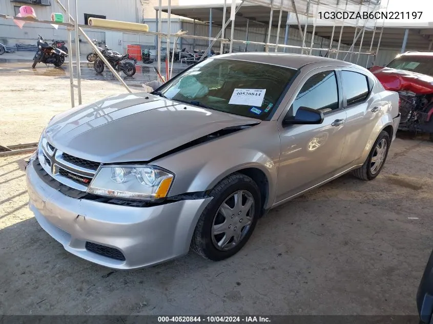 2012 Dodge Avenger Se VIN: 1C3CDZAB6CN221197 Lot: 40520844