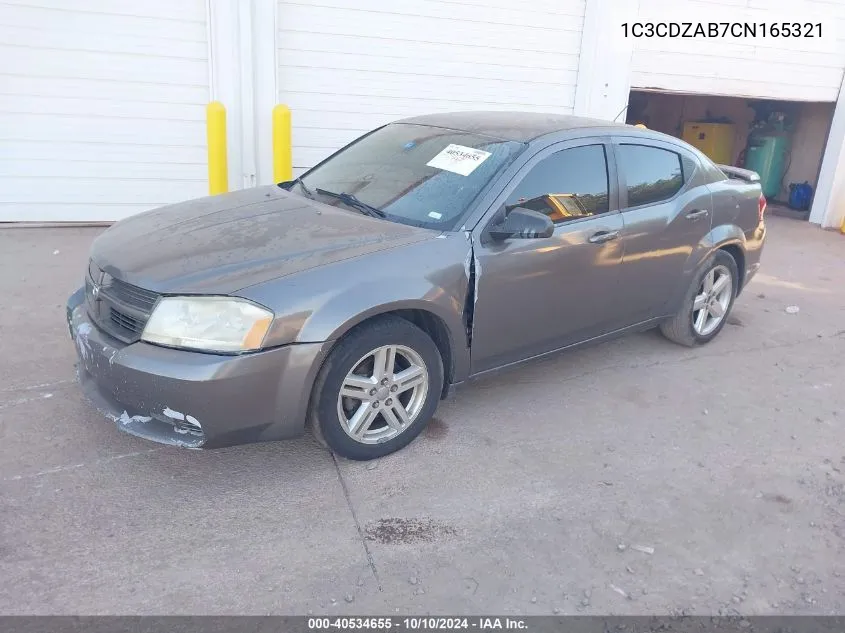 2012 Dodge Avenger Se VIN: 1C3CDZAB7CN165321 Lot: 40534655