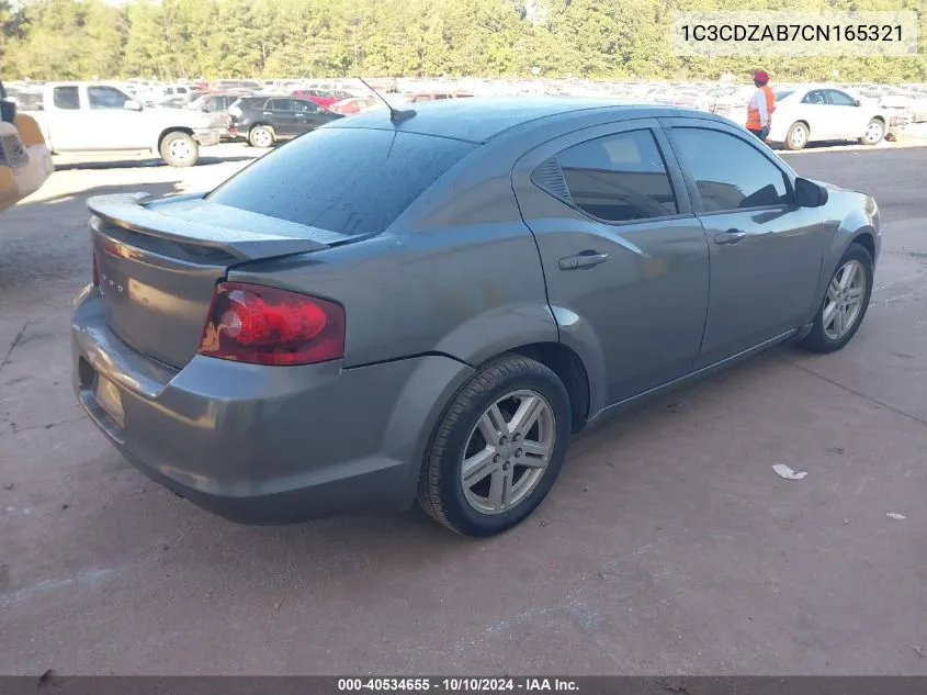 2012 Dodge Avenger Se VIN: 1C3CDZAB7CN165321 Lot: 40534655