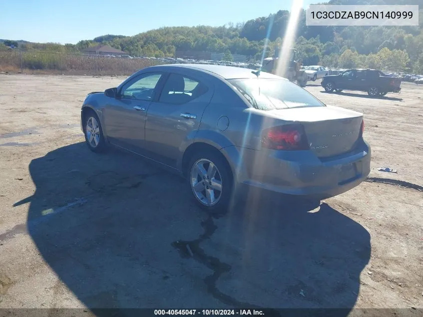 2012 Dodge Avenger Se VIN: 1C3CDZAB9CN140999 Lot: 40545047