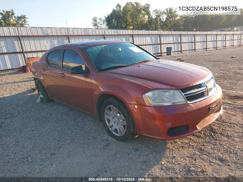 2012 Dodge Avenger Se VIN: 1C3CDZAB5CN198575 Lot: 40549316