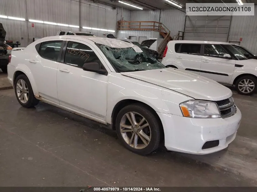 2012 Dodge Avenger Se VIN: 1C3CDZAG0CN261108 Lot: 40579979