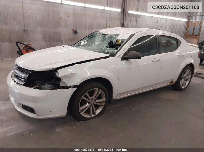 2012 Dodge Avenger Se VIN: 1C3CDZAG0CN261108 Lot: 40579979