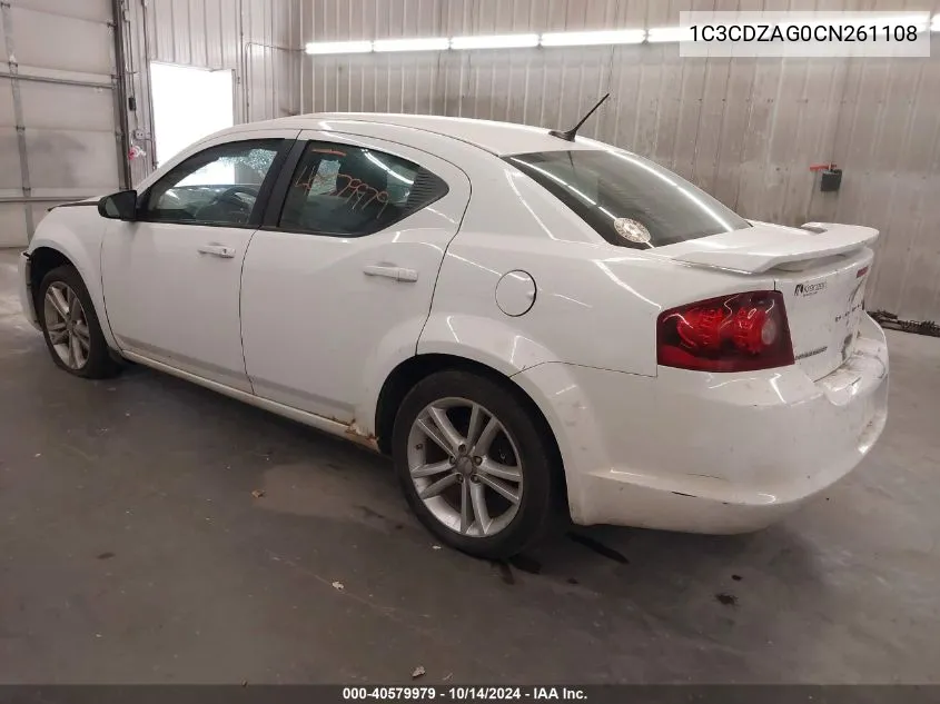 2012 Dodge Avenger Se VIN: 1C3CDZAG0CN261108 Lot: 40579979