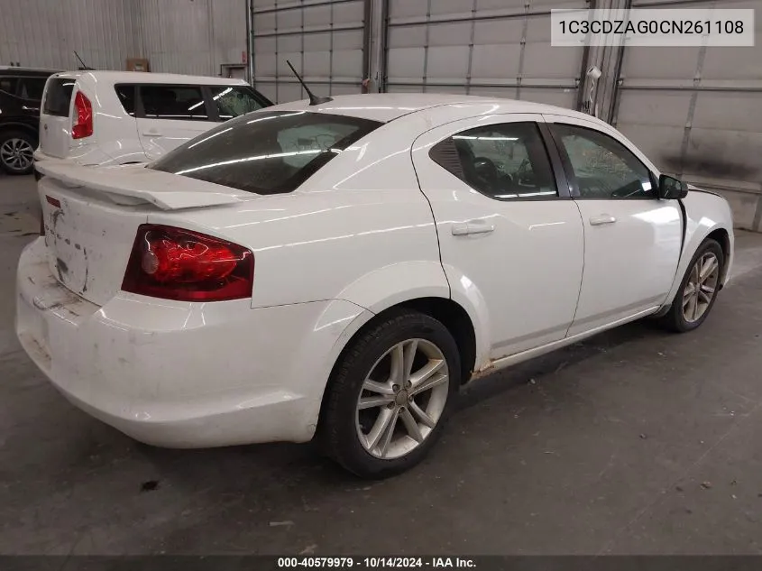 2012 Dodge Avenger Se VIN: 1C3CDZAG0CN261108 Lot: 40579979