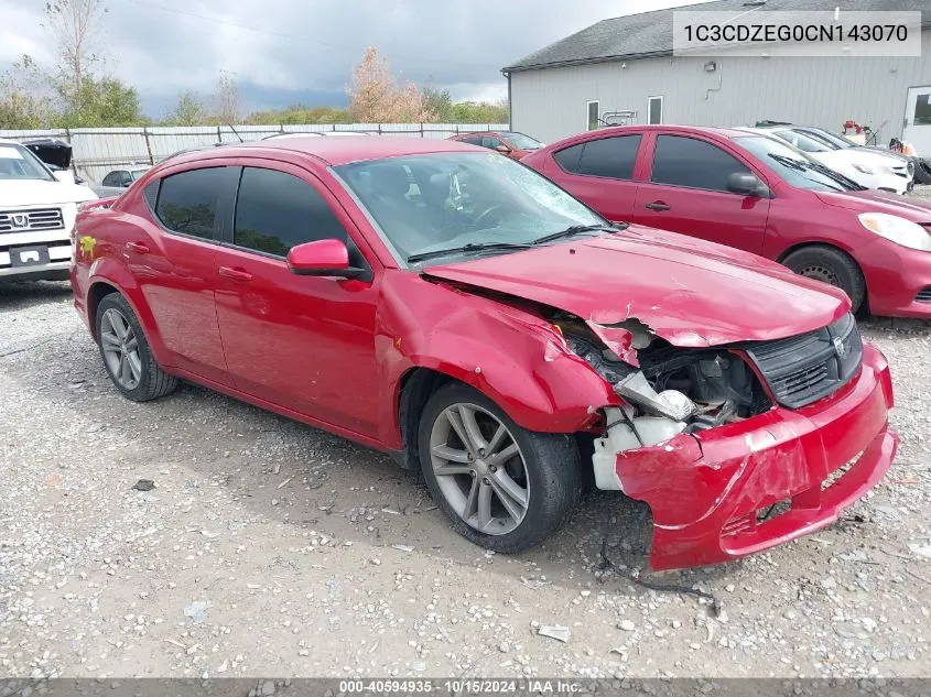 2012 Dodge Avenger Sxt Plus VIN: 1C3CDZEG0CN143070 Lot: 40594935