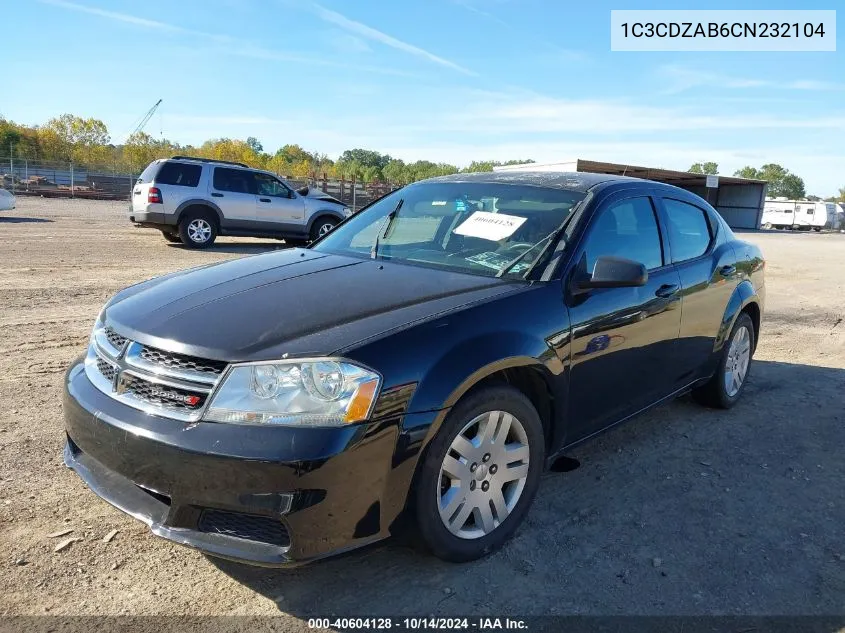 2012 Dodge Avenger Se VIN: 1C3CDZAB6CN232104 Lot: 40604128