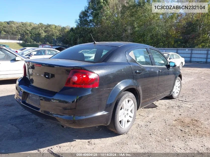 2012 Dodge Avenger Se VIN: 1C3CDZAB6CN232104 Lot: 40604128