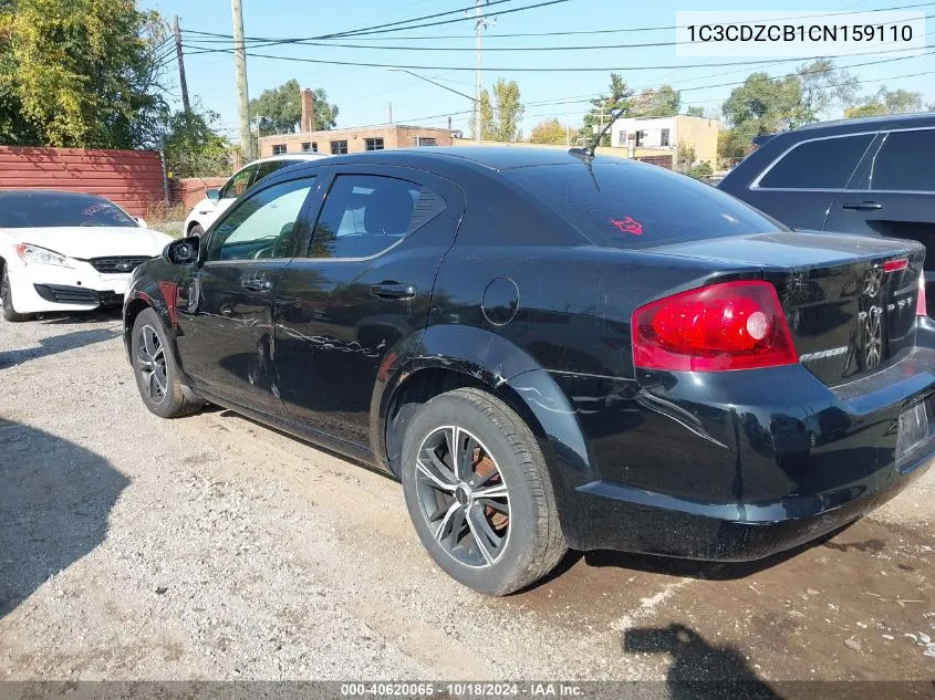 2012 Dodge Avenger Sxt VIN: 1C3CDZCB1CN159110 Lot: 40620065