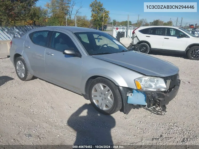 2012 Dodge Avenger VIN: 1C3CDZAB3CN294446 Lot: 40676452