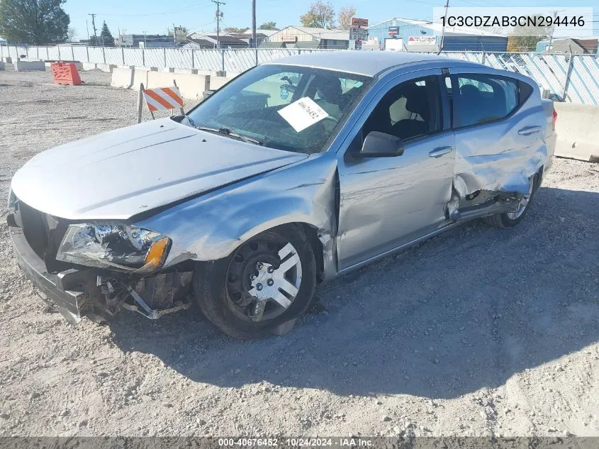 2012 Dodge Avenger VIN: 1C3CDZAB3CN294446 Lot: 40676452