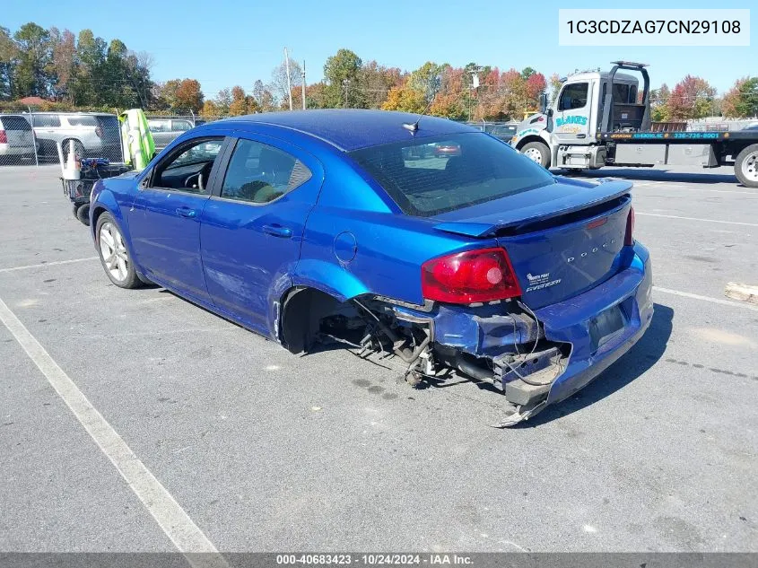 2012 Dodge Avenger Se VIN: 1C3CDZAG7CN29108 Lot: 40683423