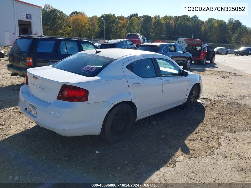 1C3CDZAB7CN325052 2012 Dodge Avenger Se