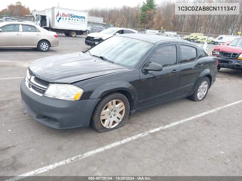 1C3CDZAB8CN111347 2012 Dodge Avenger Se