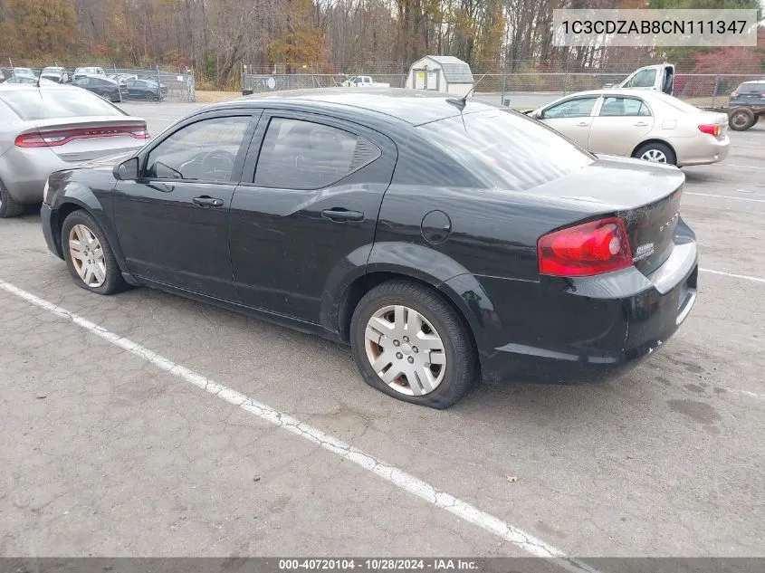 1C3CDZAB8CN111347 2012 Dodge Avenger Se