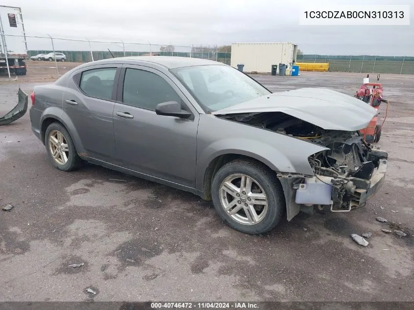 2012 Dodge Avenger Se VIN: 1C3CDZAB0CN310313 Lot: 40746472