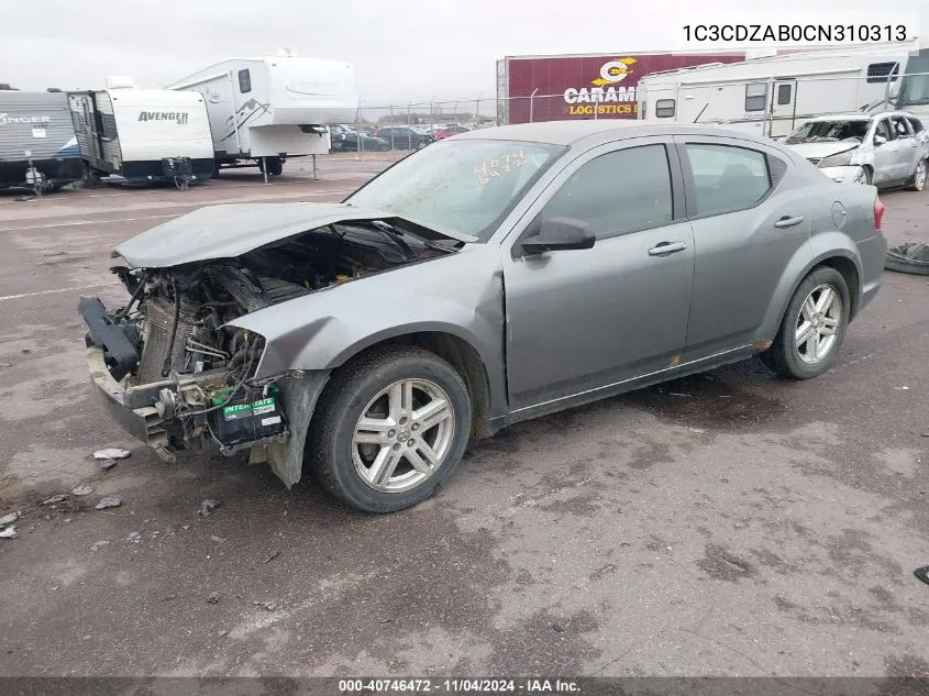 2012 Dodge Avenger Se VIN: 1C3CDZAB0CN310313 Lot: 40746472