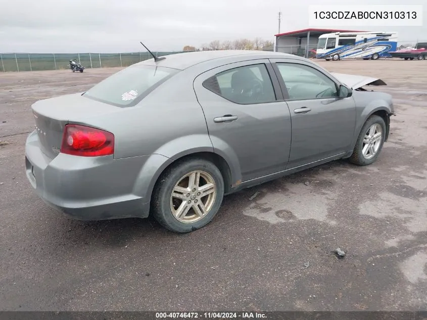 2012 Dodge Avenger Se VIN: 1C3CDZAB0CN310313 Lot: 40746472