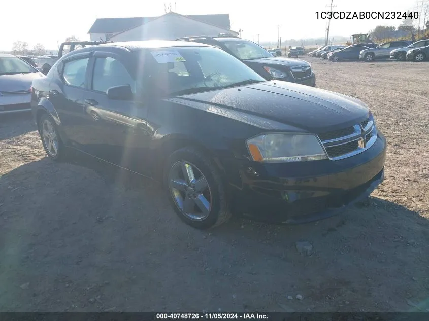 2012 Dodge Avenger Se VIN: 1C3CDZAB0CN232440 Lot: 40748726