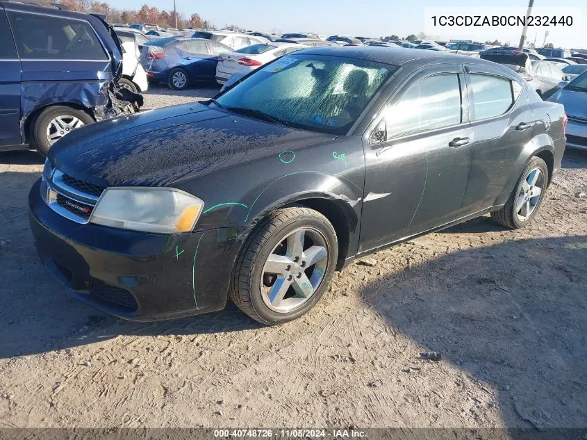 2012 Dodge Avenger Se VIN: 1C3CDZAB0CN232440 Lot: 40748726