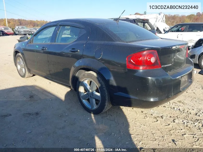 2012 Dodge Avenger Se VIN: 1C3CDZAB0CN232440 Lot: 40748726