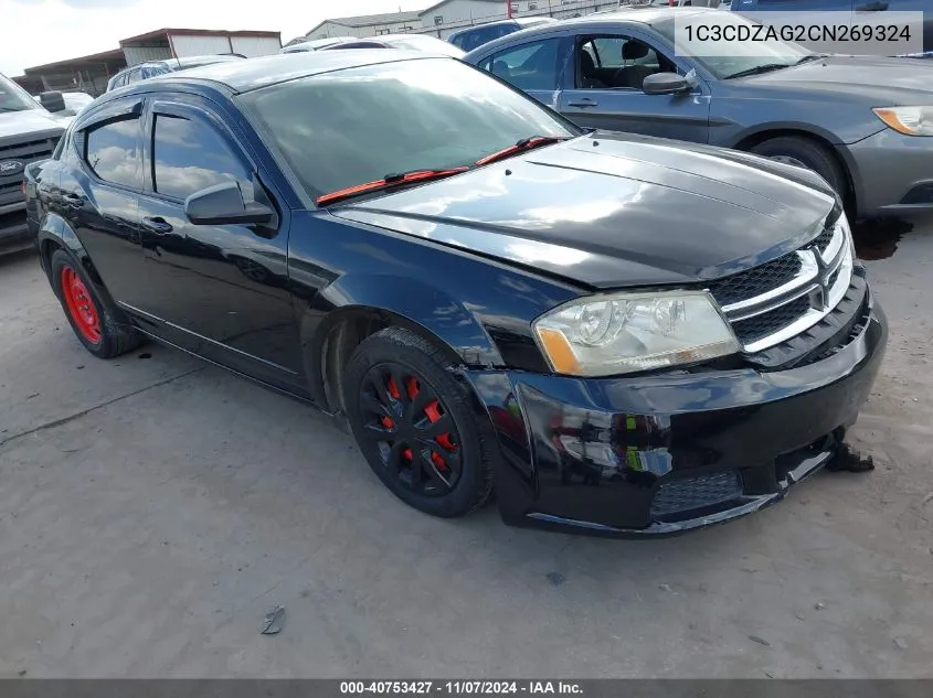 2012 Dodge Avenger Se VIN: 1C3CDZAG2CN269324 Lot: 40753427