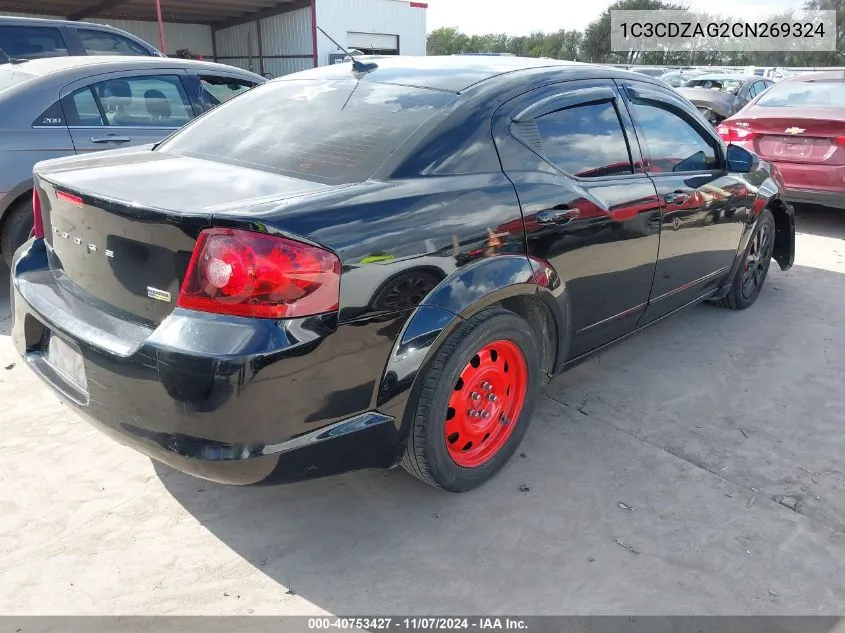 2012 Dodge Avenger Se VIN: 1C3CDZAG2CN269324 Lot: 40753427