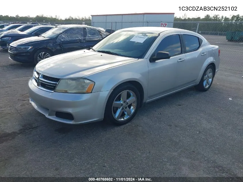 2012 Dodge Avenger Se VIN: 1C3CDZAB3CN252102 Lot: 40768602