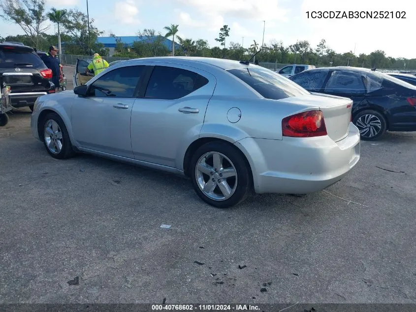 2012 Dodge Avenger Se VIN: 1C3CDZAB3CN252102 Lot: 40768602