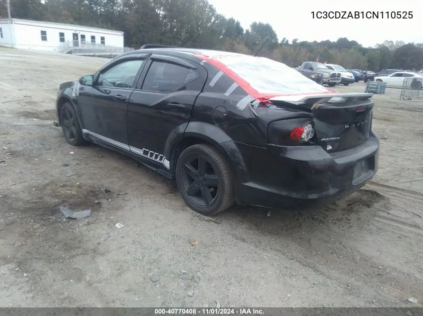 2012 Dodge Avenger Se VIN: 1C3CDZAB1CN110525 Lot: 40770408