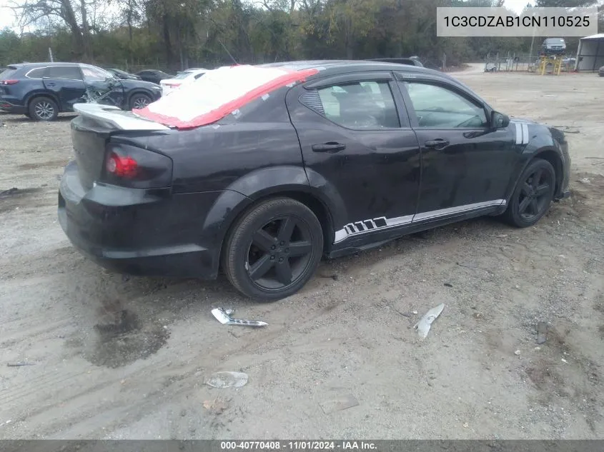 2012 Dodge Avenger Se VIN: 1C3CDZAB1CN110525 Lot: 40770408