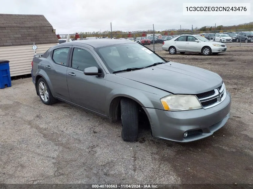 2012 Dodge Avenger Sxt Plus VIN: 1C3CDZEG2CN243476 Lot: 40780563