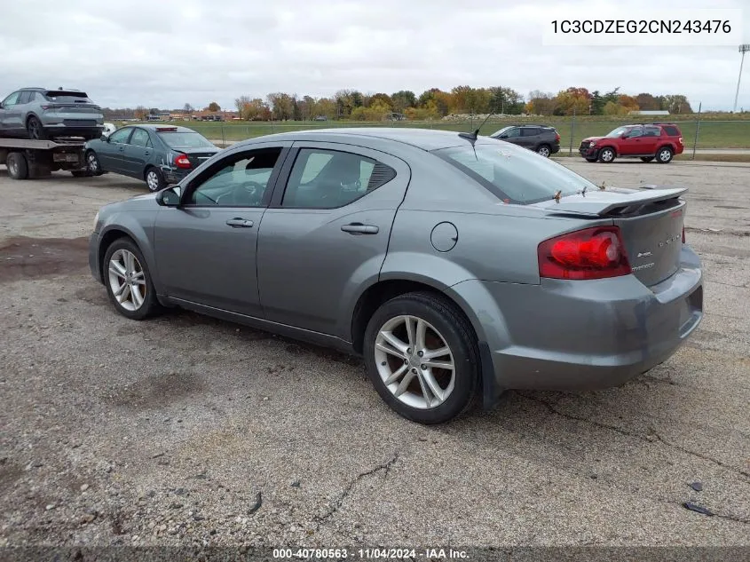 2012 Dodge Avenger Sxt Plus VIN: 1C3CDZEG2CN243476 Lot: 40780563