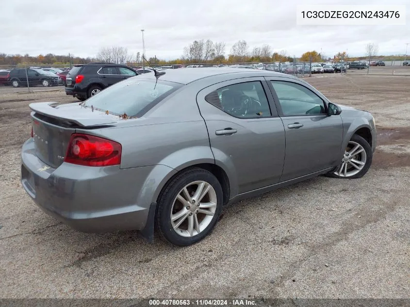 2012 Dodge Avenger Sxt Plus VIN: 1C3CDZEG2CN243476 Lot: 40780563