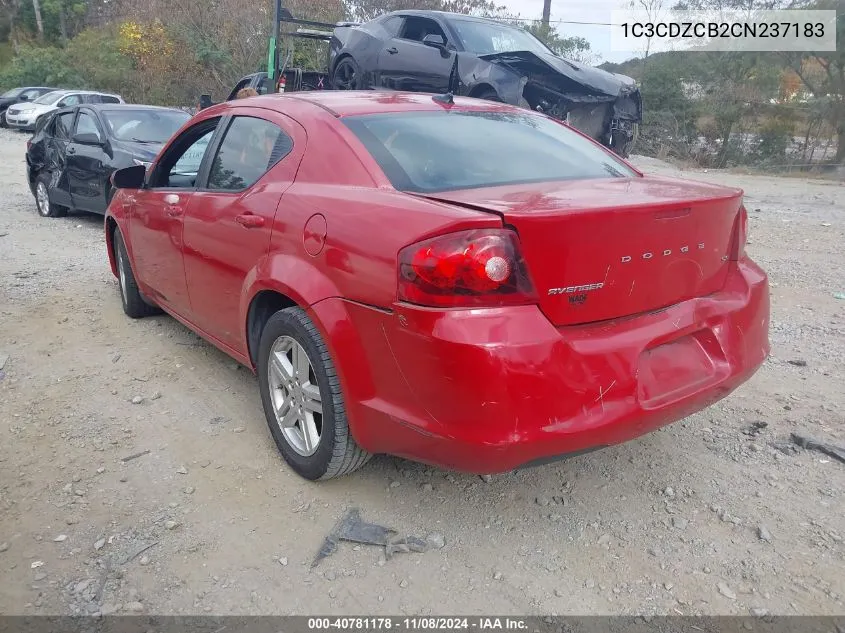 2012 Dodge Avenger Sxt VIN: 1C3CDZCB2CN237183 Lot: 40781178