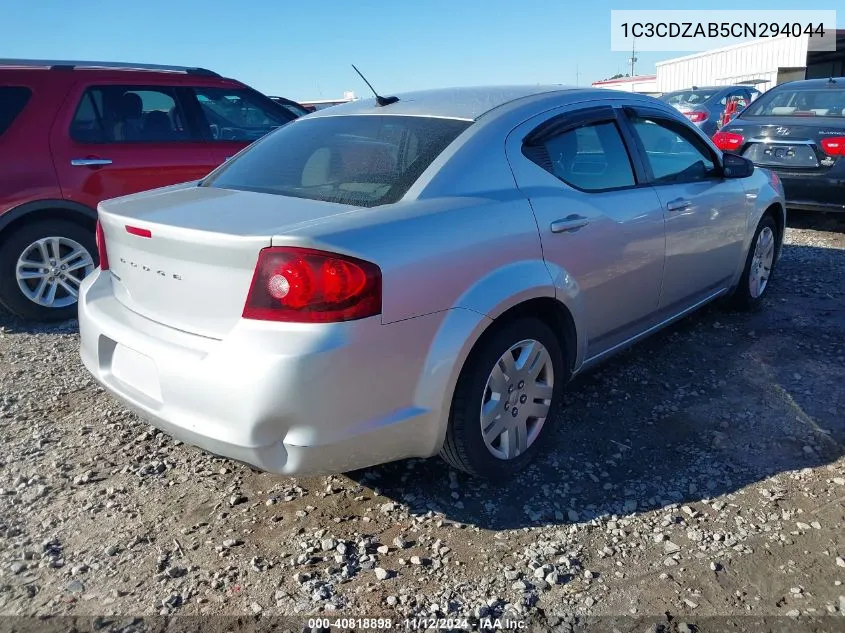 2012 Dodge Avenger Se VIN: 1C3CDZAB5CN294044 Lot: 40818898