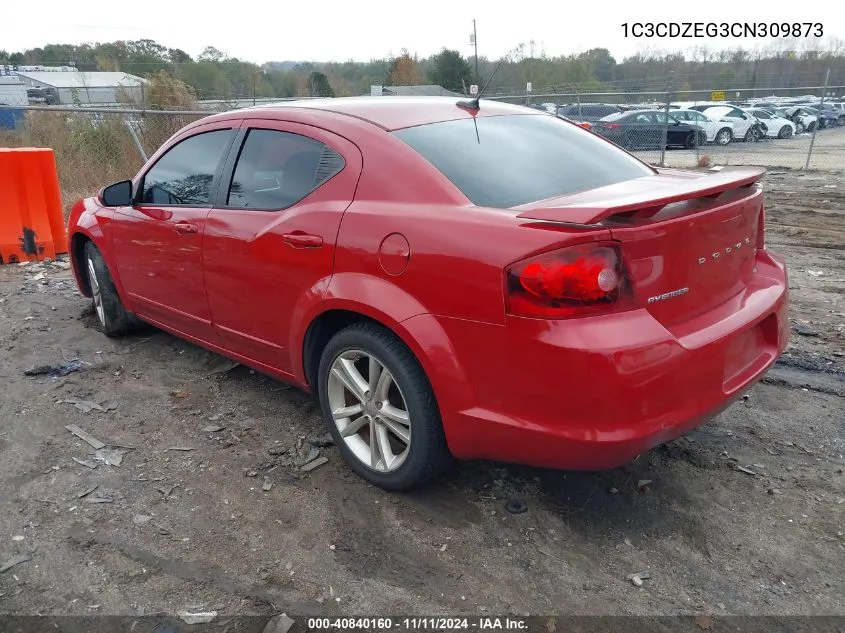 2012 Dodge Avenger Sxt Plus VIN: 1C3CDZEG3CN309873 Lot: 40840160